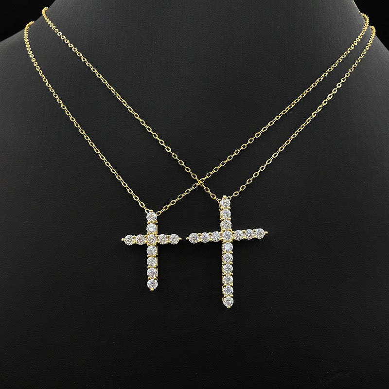 Moissanite Cross Pendant Necklace- Miles Jewellery