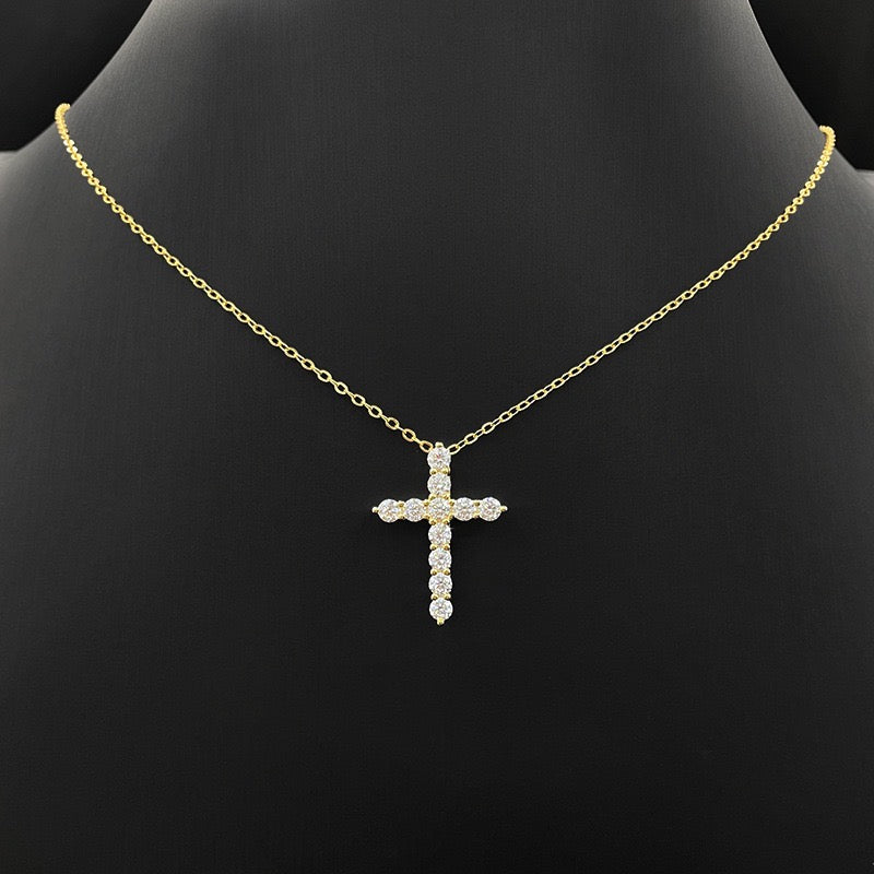 Moissanite Cross Pendant Necklace- Miles Jewellery