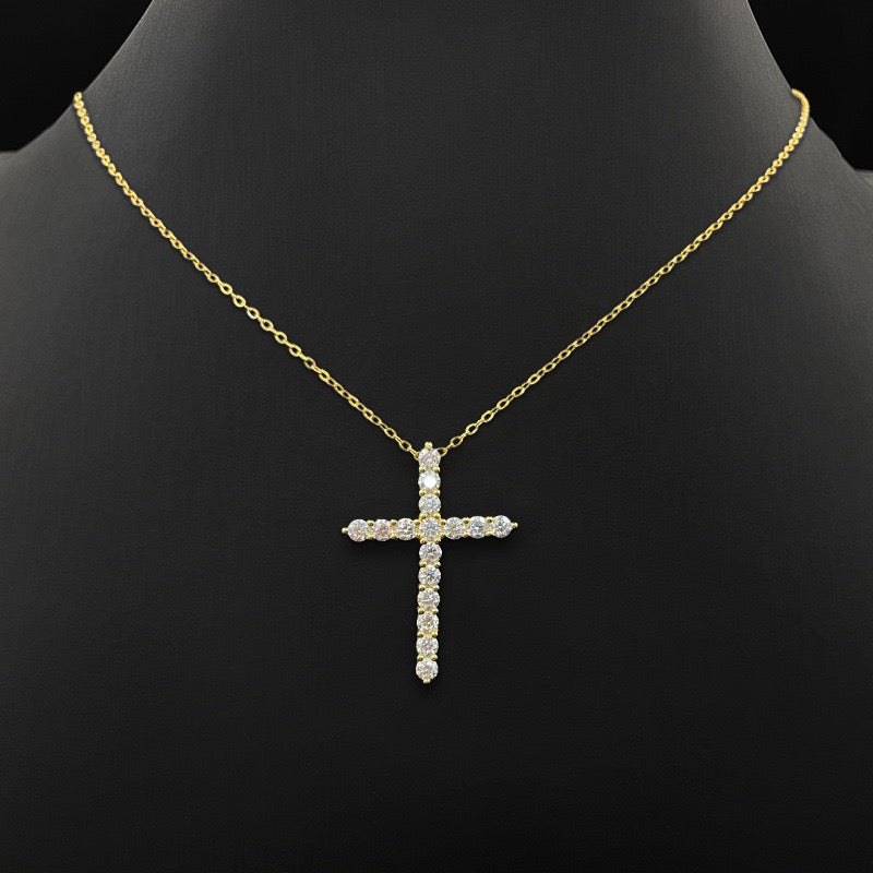 Moissanite Cross Pendant Necklace- Miles Jewellery