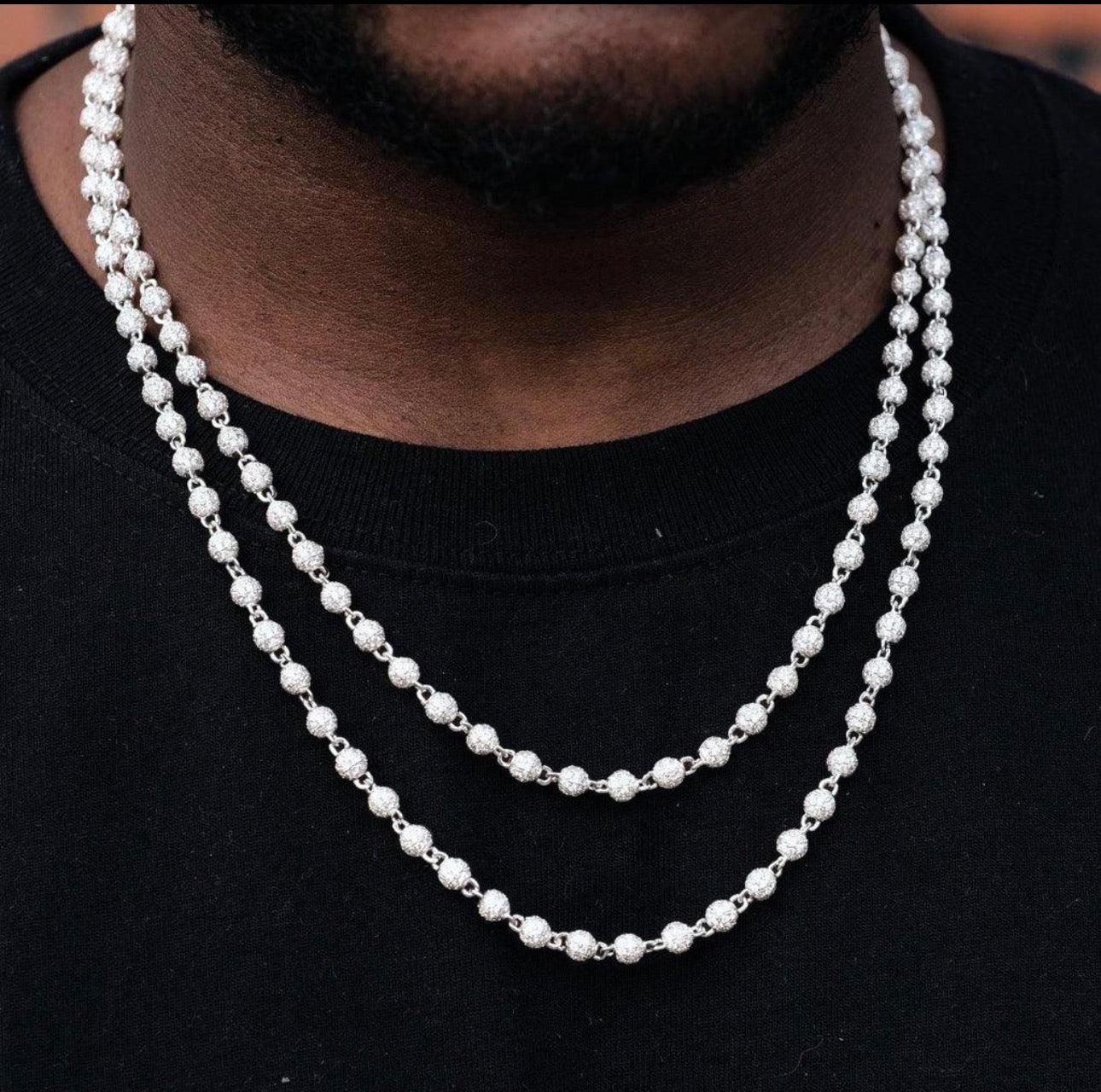 6mm Iced Out Bead Chain Necklace - CZ Diamond Beaded Chain Hip Hop Jewelry- Miles Jewellery