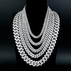 Iced Out VVS1 Moissanite 925 Sterling Silver Prong Cuban Chain