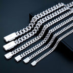 Iced Out VVS1 Moissanite 925 Sterling Silver Prong Cuban Chain