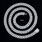 Iced Out VVS1 Moissanite 925 Sterling Silver Prong Cuban Chain