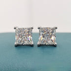 Princess Cut Moissanite Stud Earrings – Classic Square Diamond Look- Miles Jewellery