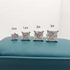 Princess Cut Moissanite Stud Earrings – Classic Square Diamond Look- Miles Jewellery