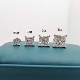 Princess Cut Moissanite Stud Earrings – Classic Square Diamond Look- Miles Jewellery