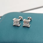 Princess Cut Moissanite Stud Earrings – Classic Square Diamond Look- Miles Jewellery