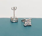 Princess Cut Moissanite Stud Earrings – Classic Square Diamond Look- Miles Jewellery