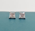 Princess Cut Moissanite Stud Earrings – Classic Square Diamond Look- Miles Jewellery