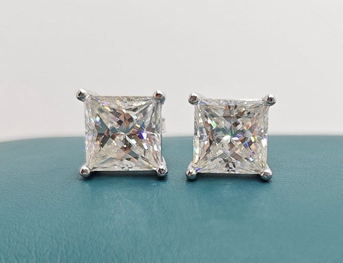 Princess Cut Moissanite Stud Earrings – Classic Square Diamond Look- Miles Jewellery