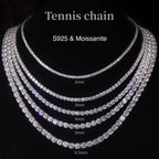 2-6.5mm Certified VVS1 D Moissanite Tennis Chain – 925 Sterling Silver Necklace- Miles Jewellery