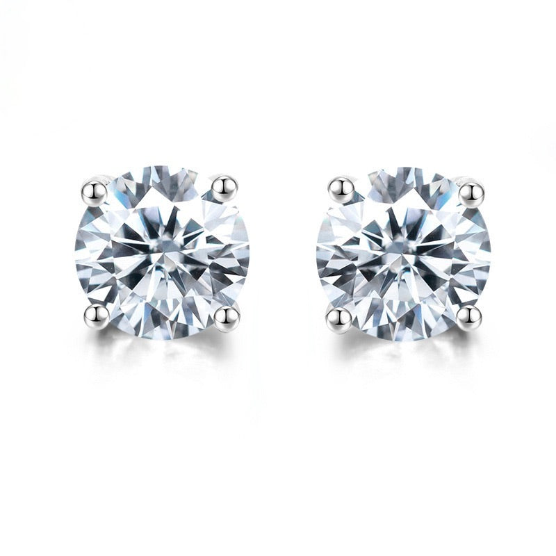 Certified VVS1 D Moissanite Stud Earrings – 925 Sterling Silver Earrings
