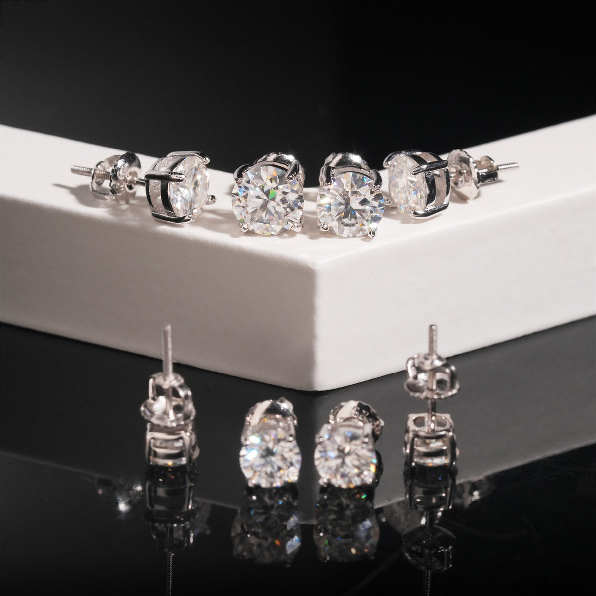 Certified VVS1 D Moissanite Stud Earrings – 925 Sterling Silver Earrings- Miles Jewellery