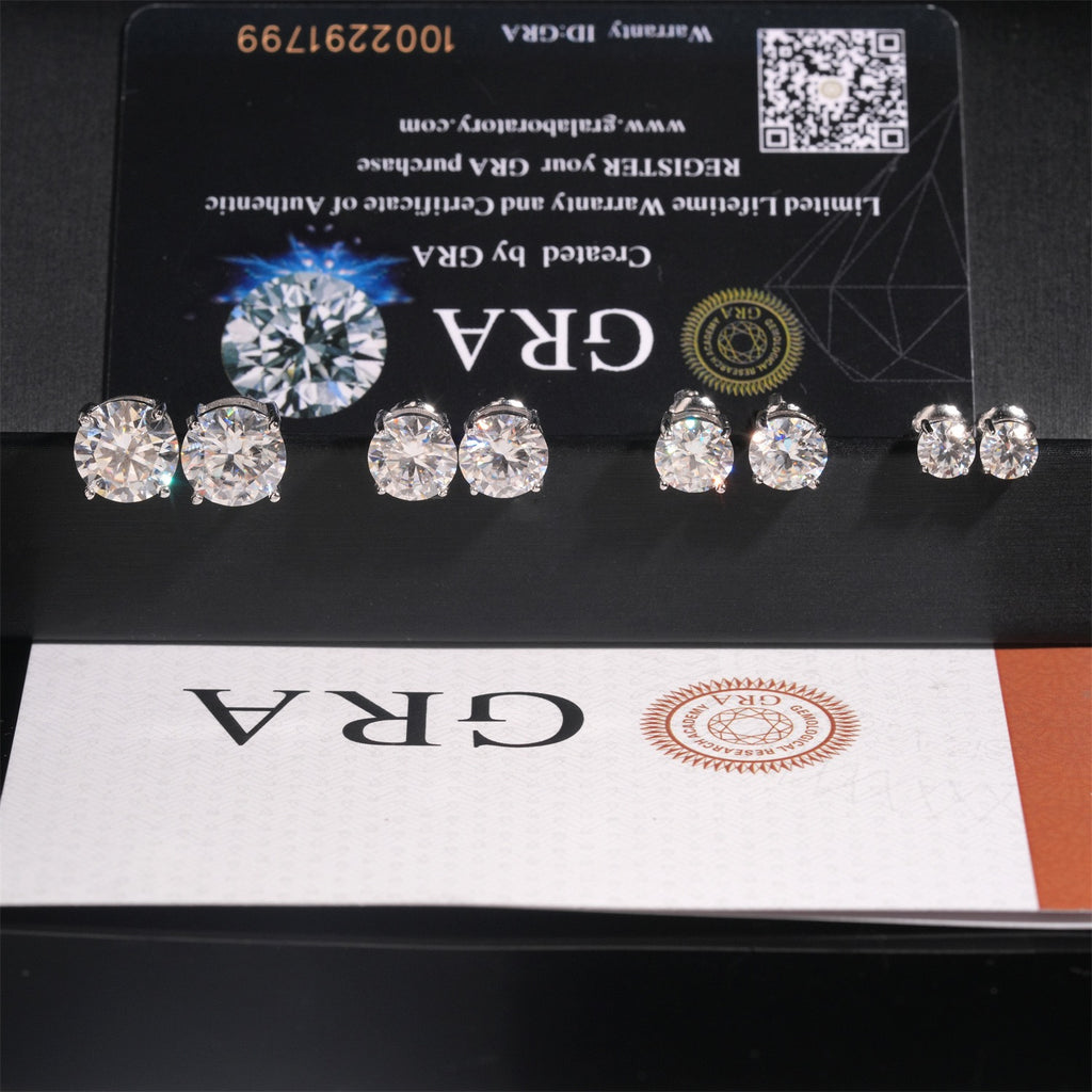 Certified VVS1 D Moissanite Stud Earrings – 925 Sterling Silver Earrings- Miles Jewellery