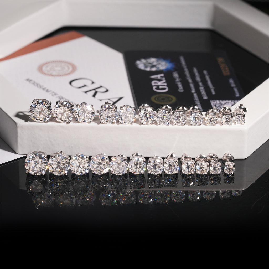 Certified VVS1 D Moissanite Stud Earrings – 925 Sterling Silver Earrings- Miles Jewellery