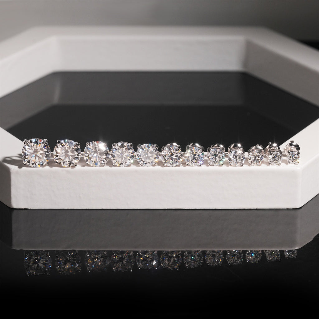 Certified VVS1 D Moissanite Stud Earrings – 925 Sterling Silver Earrings- Miles Jewellery