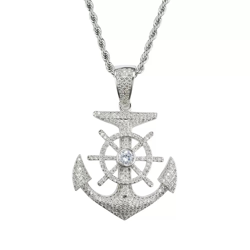 Iced Out Anchor Pendant- Miles Jewellery