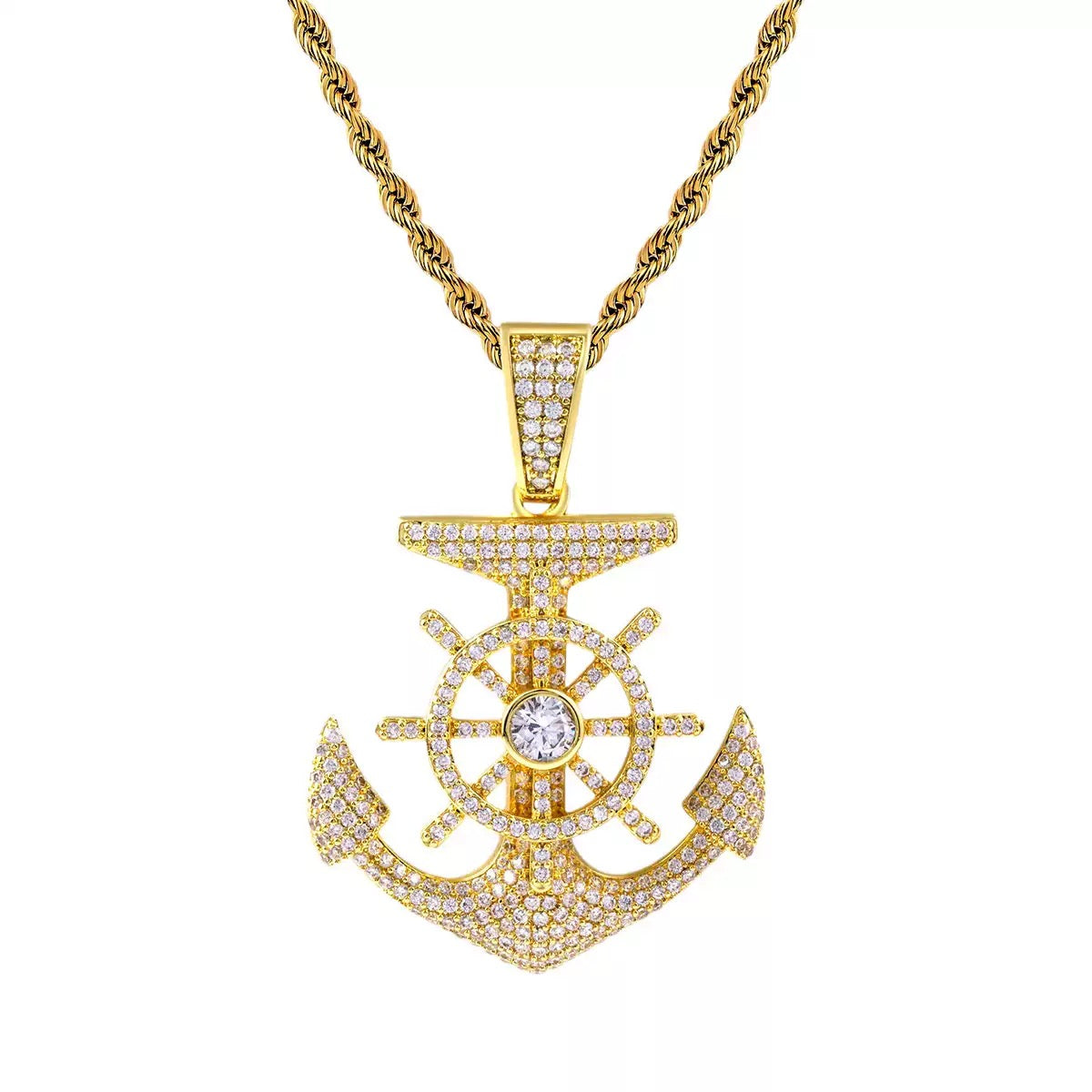 Iced Out Anchor Pendant- Miles Jewellery