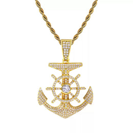 Iced Out Anchor Pendant- Miles Jewellery