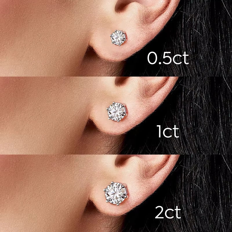 VVS1 D Color Moissanite Stud Earrings - Screw Back- Miles Jewellery