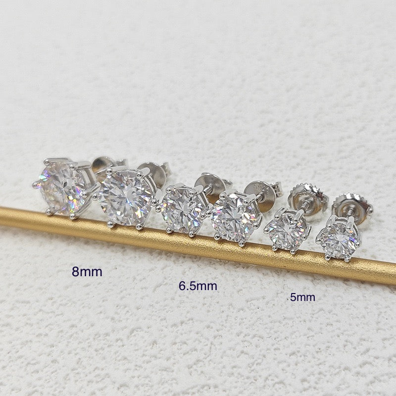 VVS1 D Color Moissanite Stud Earrings - Screw Back- Miles Jewellery