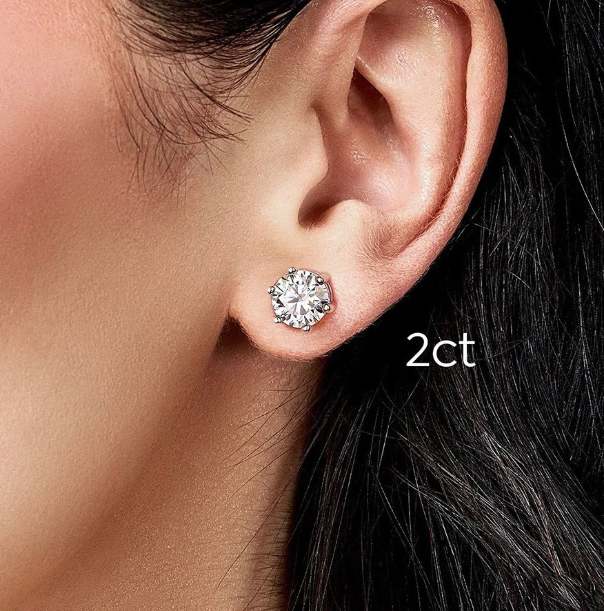 VVS1 D Color Moissanite Stud Earrings - Screw Back- Miles Jewellery