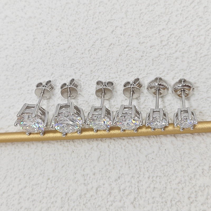 VVS1 D Color Moissanite Stud Earrings - Screw Back- Miles Jewellery