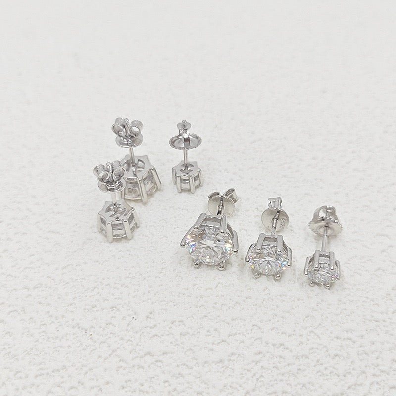 VVS1 D Color Moissanite Stud Earrings - Screw Back- Miles Jewellery