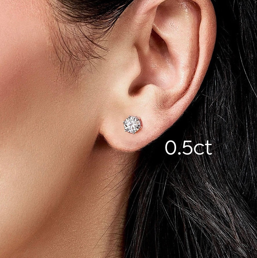 VVS1 D Color Moissanite Stud Earrings - Screw Back- Miles Jewellery