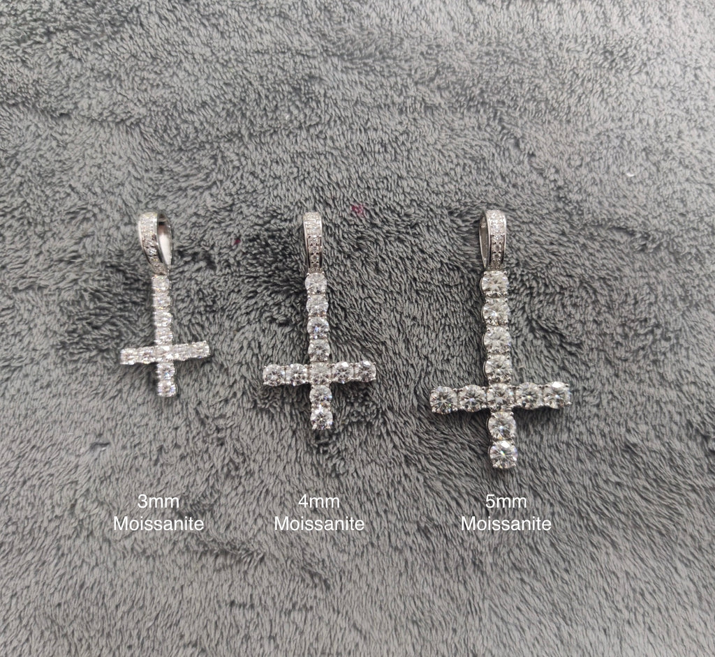Iced Out Moissanite Inverted Cross Pendant- Miles Jewellery