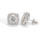 VVS1 D Color Moissanite Halo Stud Earrings - Screw Back- Miles Jewellery