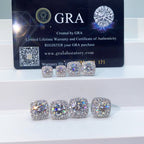VVS1 D Color Moissanite Halo Stud Earrings - Screw Back- Miles Jewellery