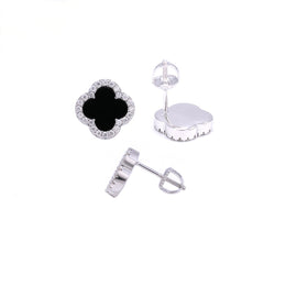 S925 Moissanite Clover Stud Earrings - Screw Back- Miles Jewellery