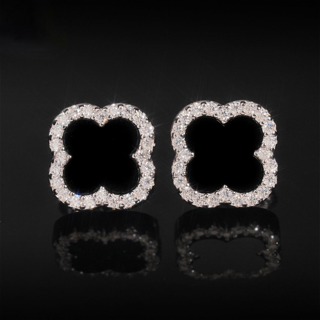 S925 Moissanite Clover Stud Earrings - Screw Back- Miles Jewellery