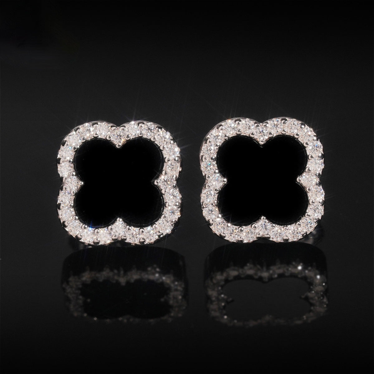 S925 Moissanite Clover Stud Earrings - Screw Back- Miles Jewellery