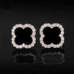 S925 Moissanite Clover Stud Earrings - Screw Back- Miles Jewellery
