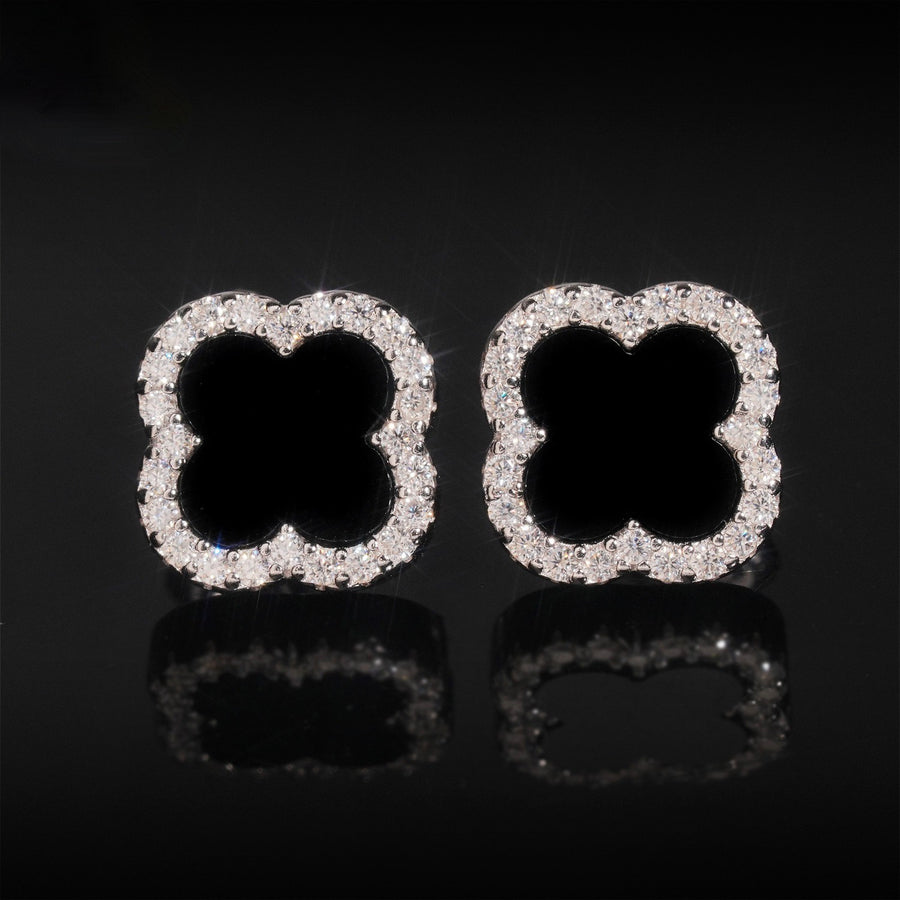 S925 Moissanite Clover Stud Earrings - Screw Back- Miles Jewellery