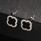 S925 Moissanite Clover Stud Earrings - Screw Back- Miles Jewellery