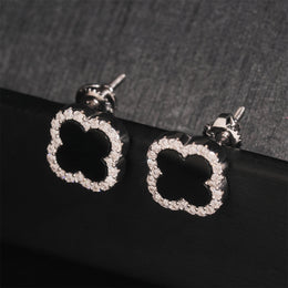 S925 Moissanite Clover Stud Earrings - Screw Back- Miles Jewellery