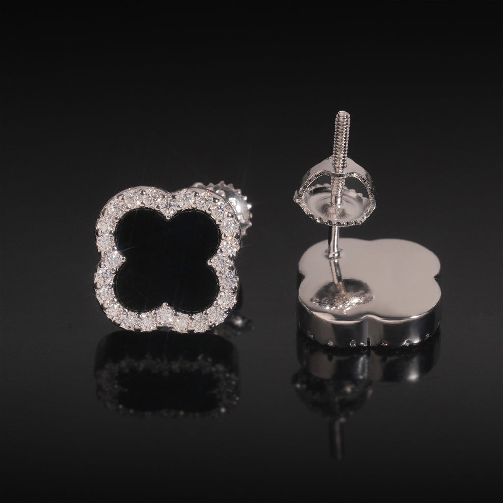 S925 Moissanite Clover Stud Earrings - Screw Back- Miles Jewellery