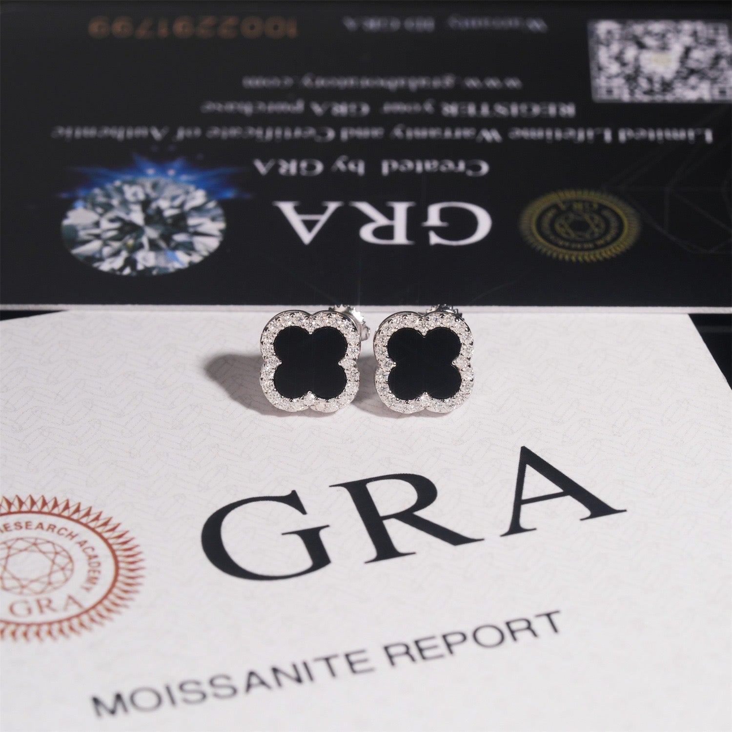 S925 Moissanite Clover Stud Earrings - Screw Back- Miles Jewellery