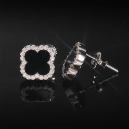 S925 Moissanite Clover Stud Earrings - Screw Back- Miles Jewellery