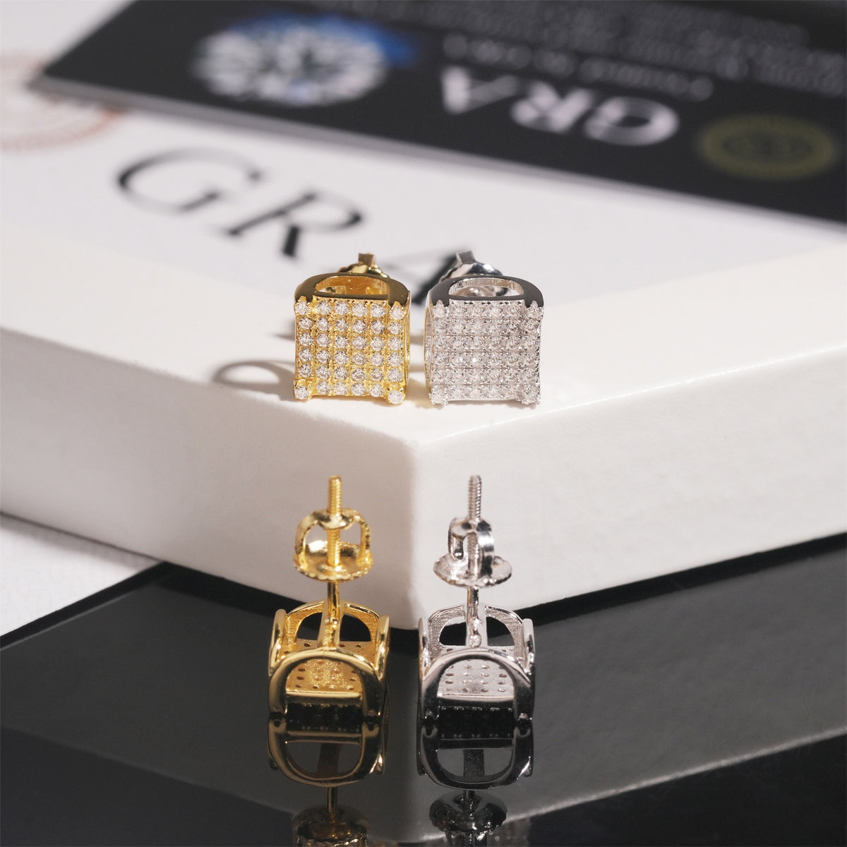 8mm Square Stud Earrings - Screw Back- Miles Jewellery