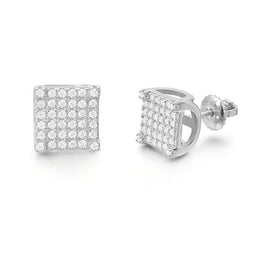 8mm Square Stud Earrings - Screw Back- Miles Jewellery