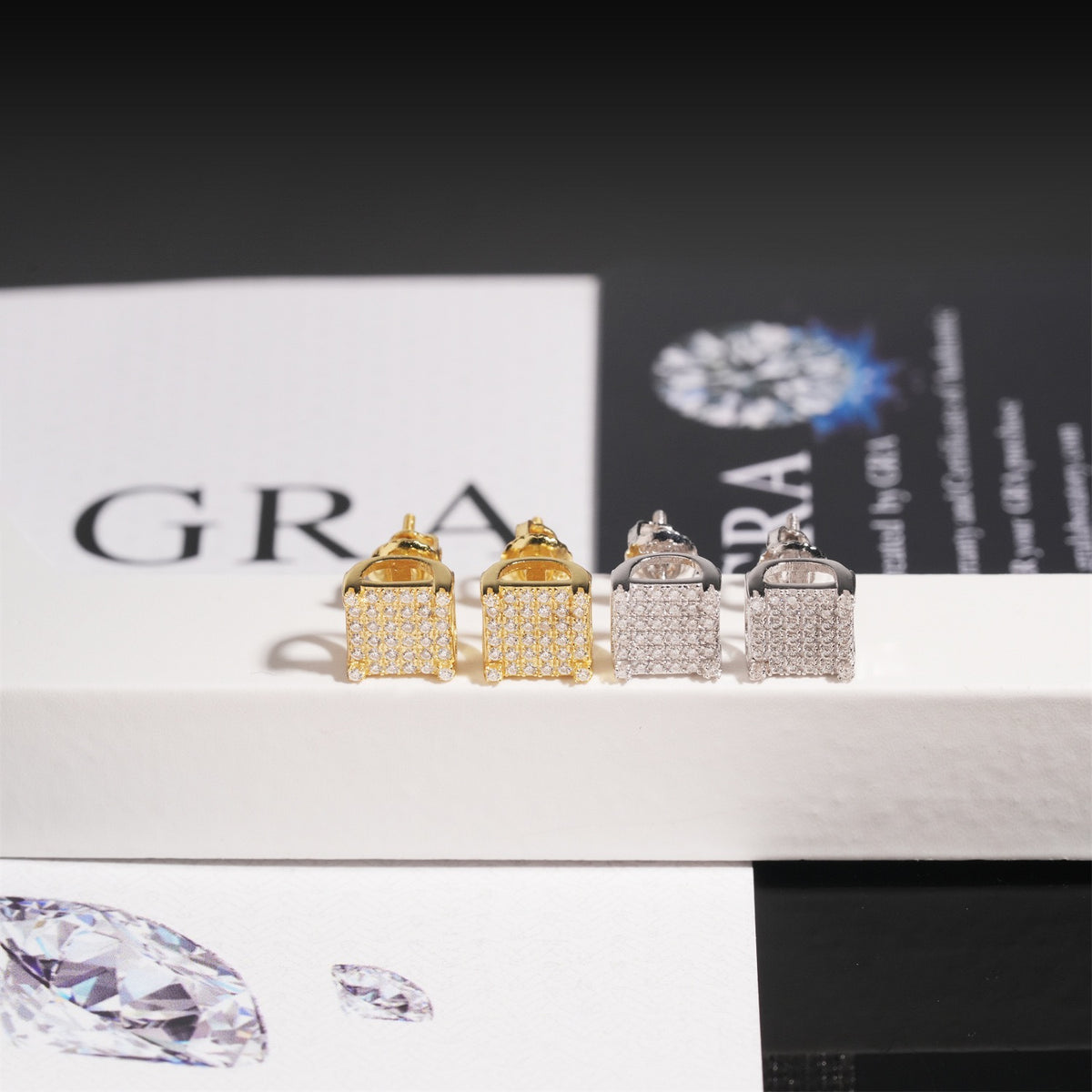 8mm Square Stud Earrings - Screw Back- Miles Jewellery