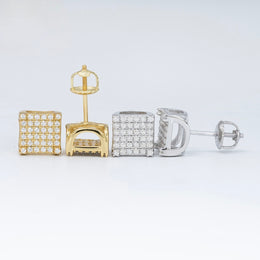 8mm Square Stud Earrings - Screw Back- Miles Jewellery