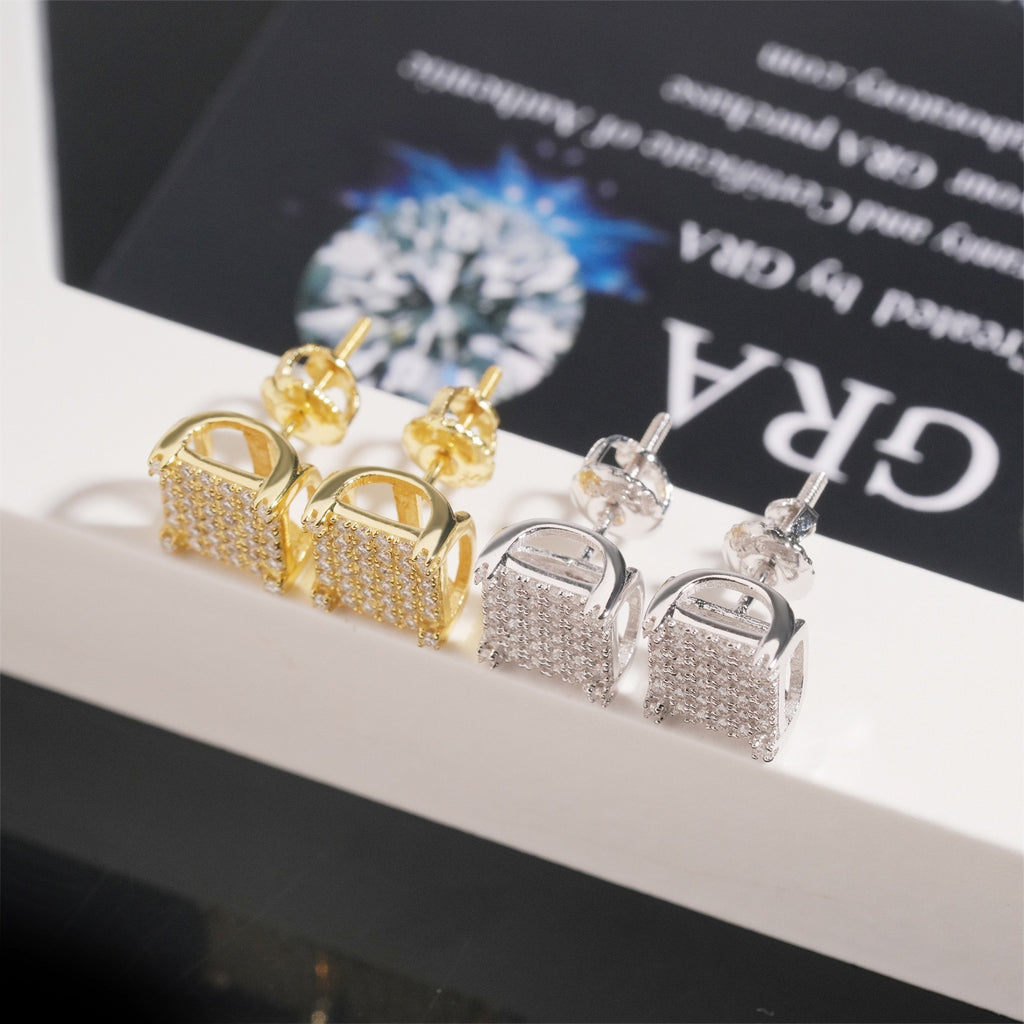 8mm Square Stud Earrings - Screw Back- Miles Jewellery