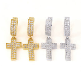 Moissanite Cross Drop Earrings- Miles Jewellery