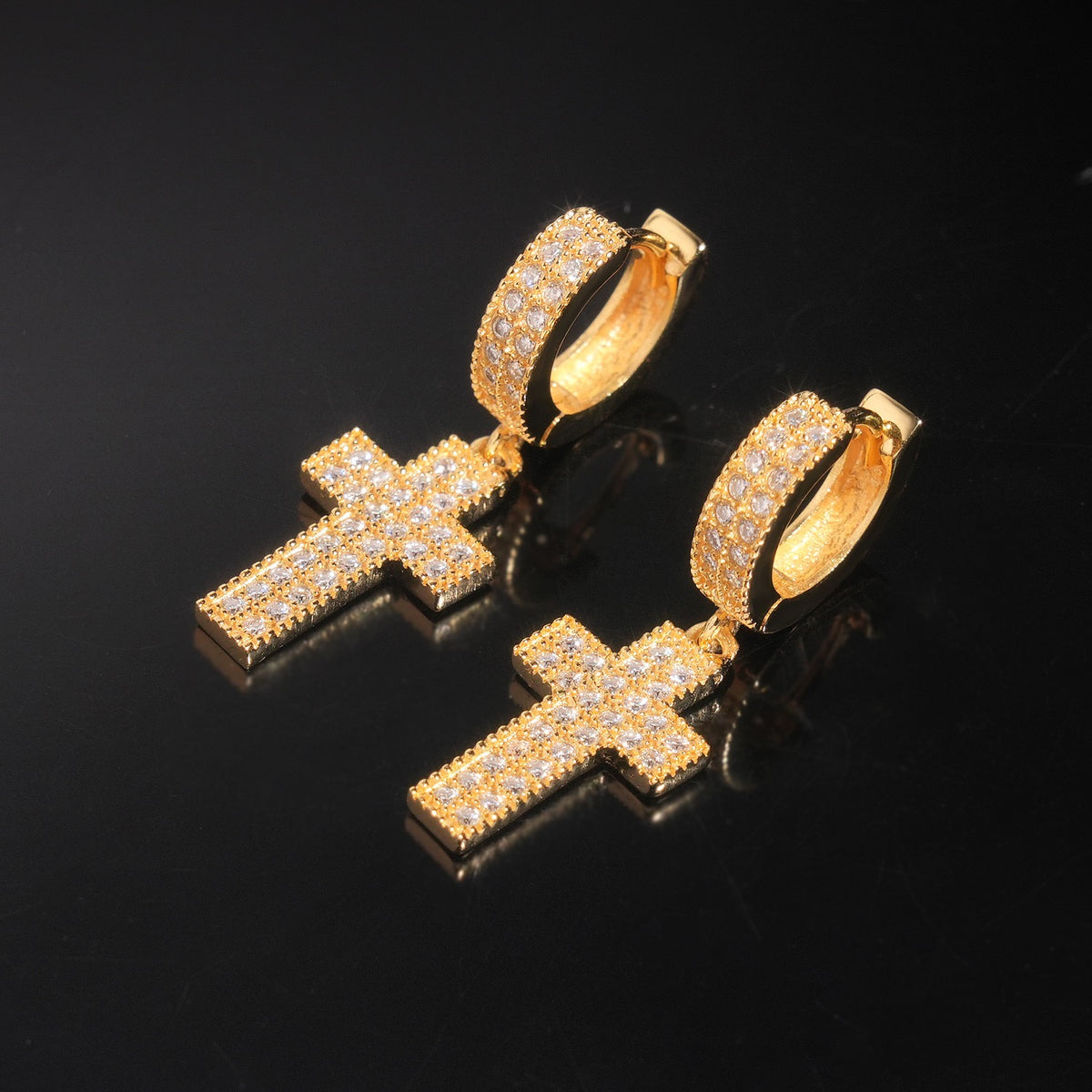 Moissanite Cross Drop Earrings- Miles Jewellery