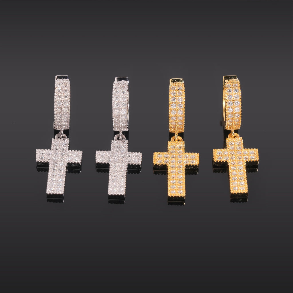 Moissanite Cross Drop Earrings- Miles Jewellery